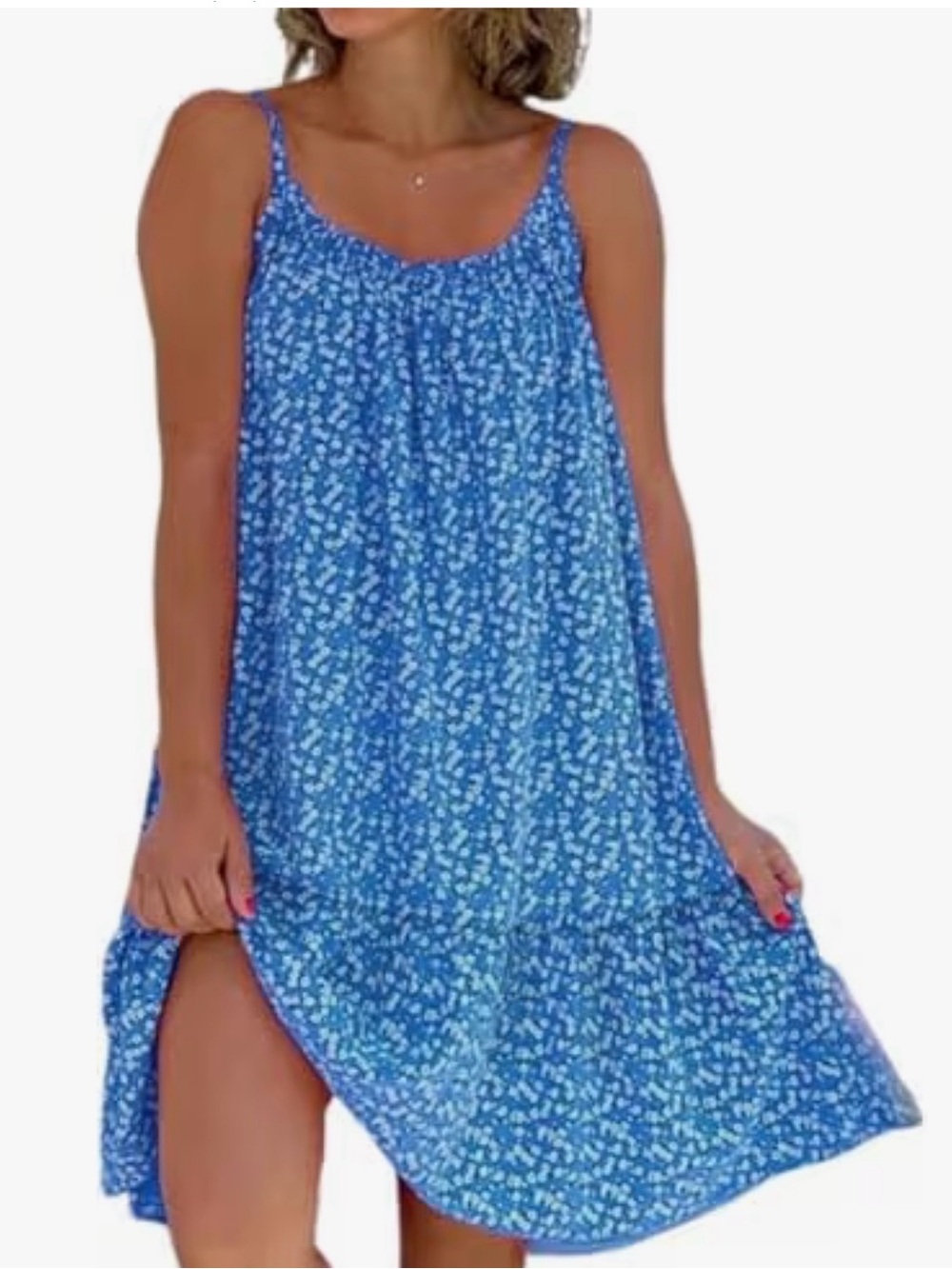 Blue Floral Spaghetti Strap Sundress
